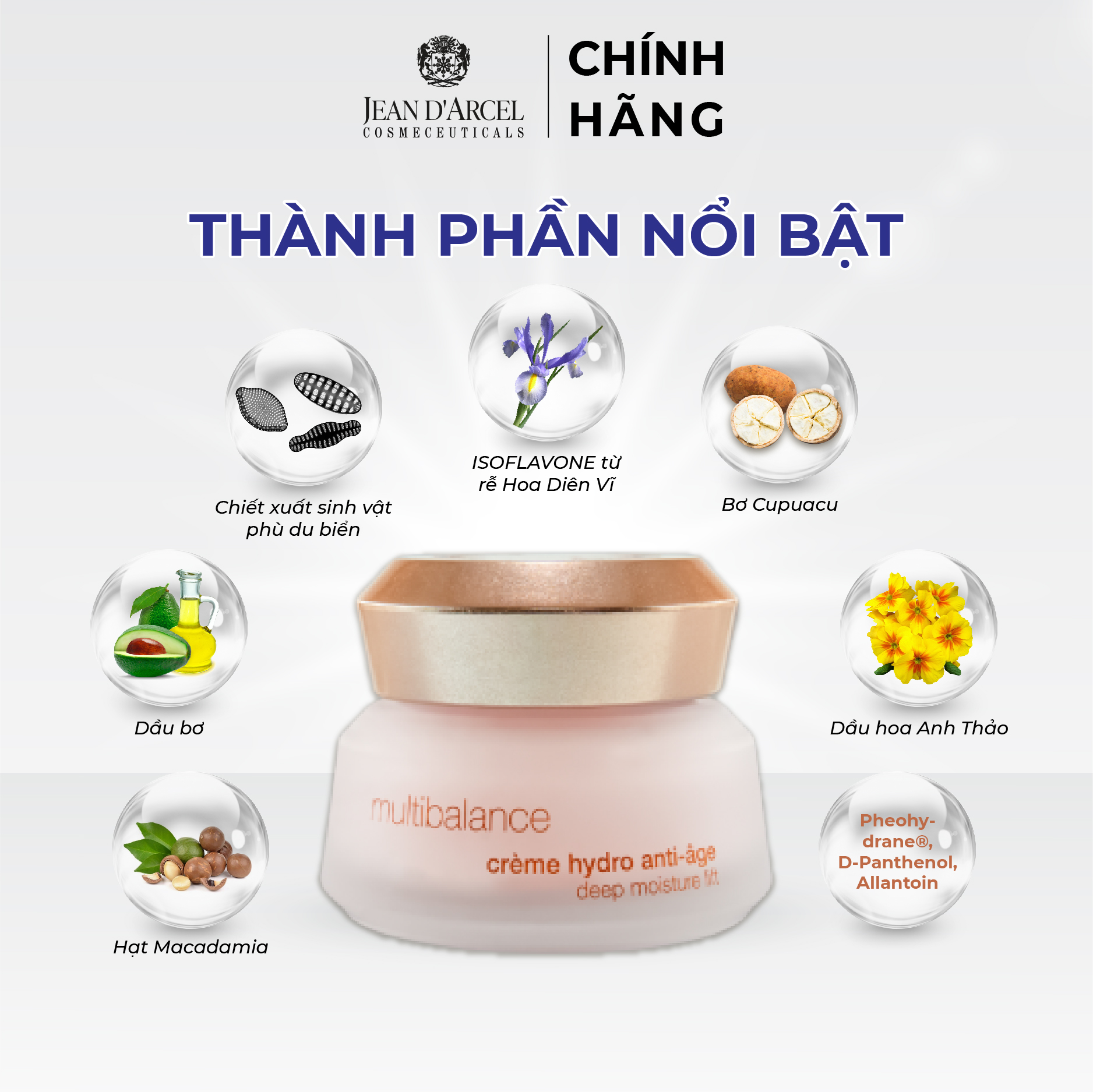 J183 Kem dưỡng Phytoestrogen giảm nhăn và nâng cơ (cho da khô) - Deep moisture lift 50ml - Jean d'Arcel