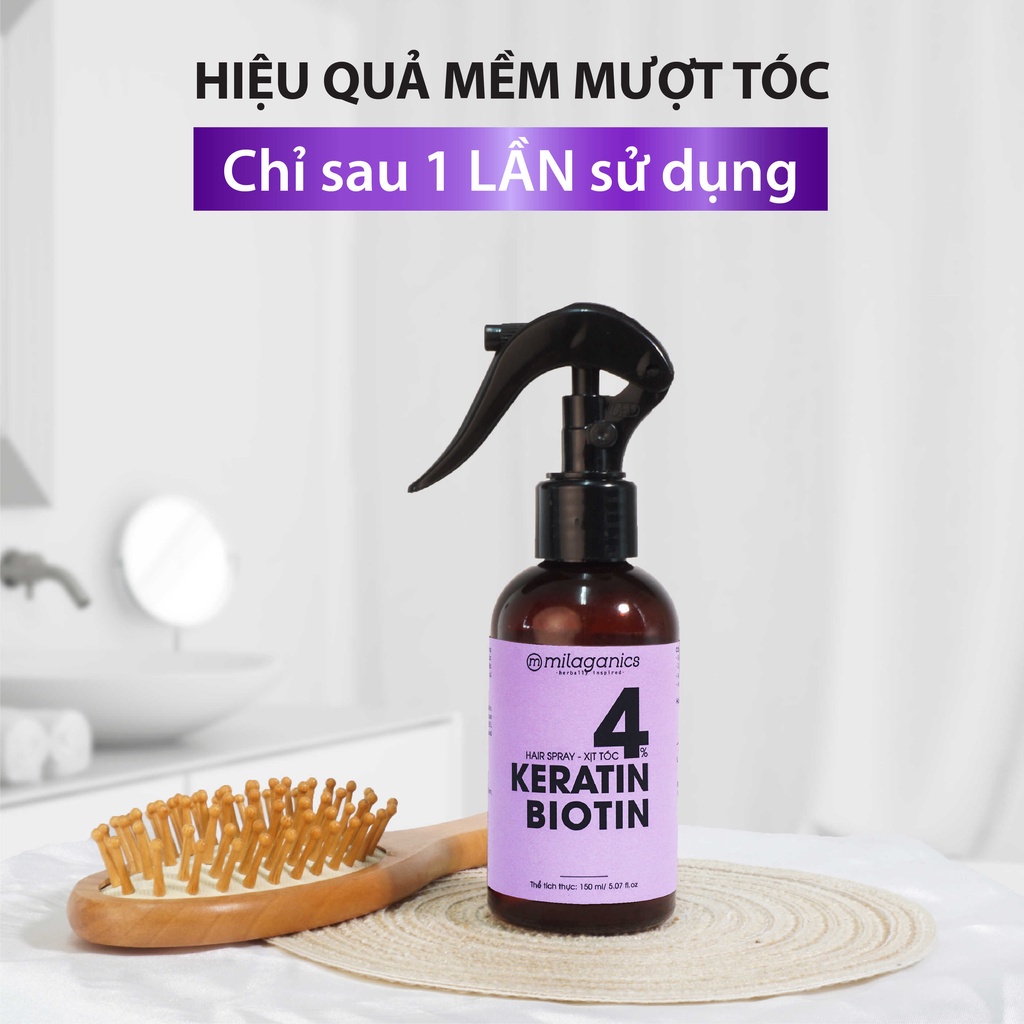 Serum Dưỡng tóc Biotin &amp; Keratin Hỗ Trợ Phục Hồi, Bổ Sung Dưỡng Chất Mọc Tóc, Làm Dày Tóc MILAGANICS 30ml - 150ml (chai