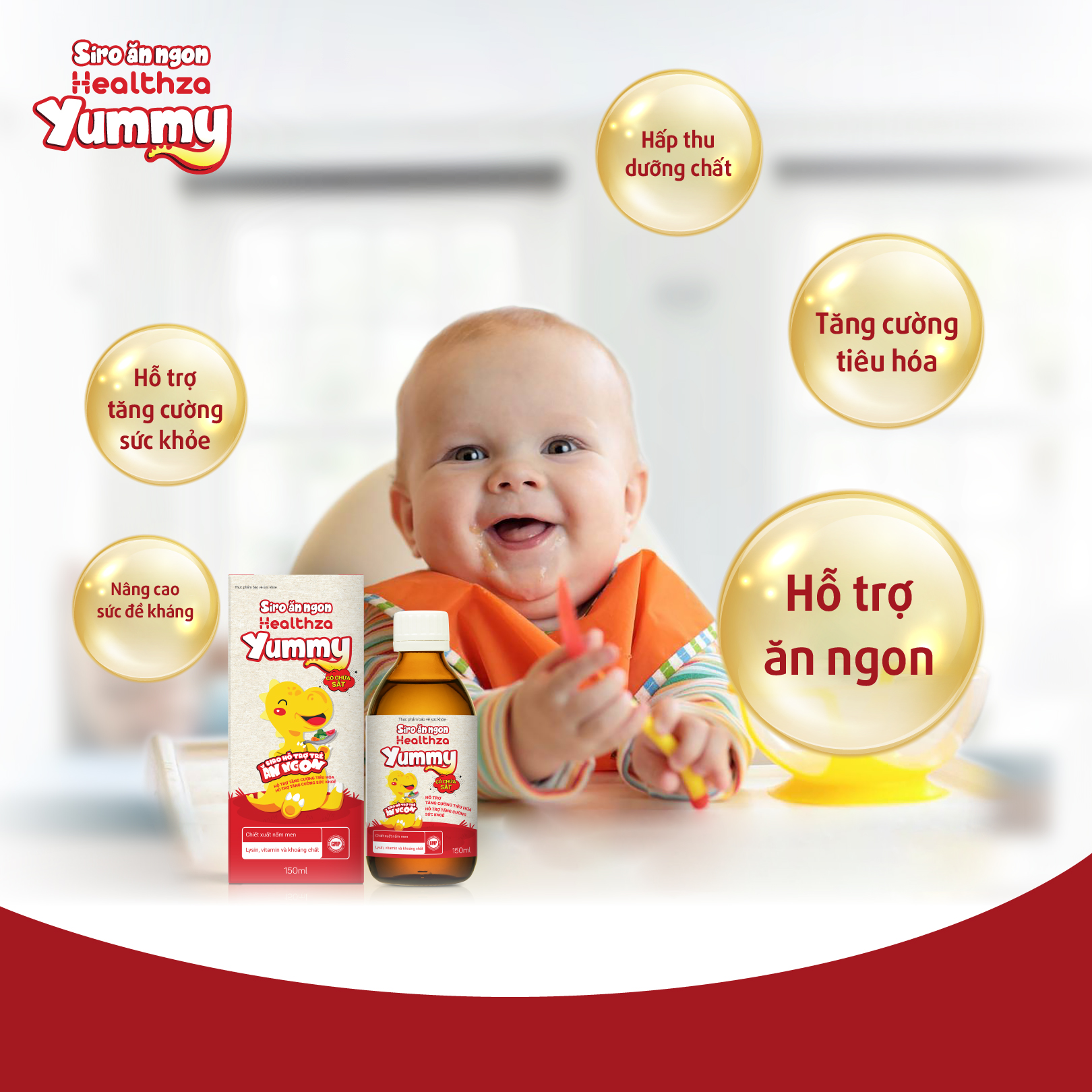 Siro YUMMY giúp bé ăn ngon, tăng cường hấp thu dưỡng chất hộp 1 lọ 150ml