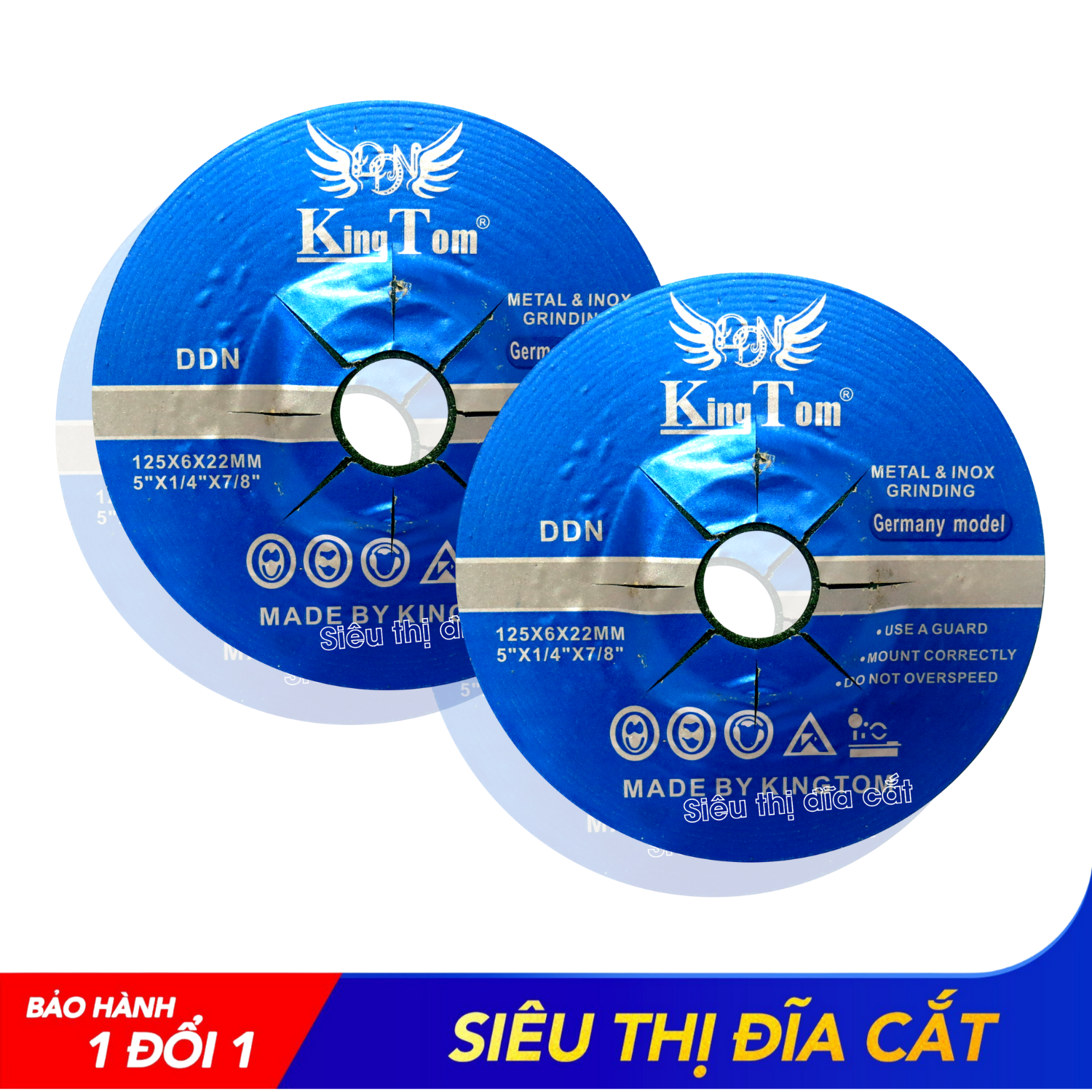 Đá Mài Sắt KingTom Xanh 125 - Hộp 25 Viên - Mài Sắc Bén Và Hạn Chế Bụi