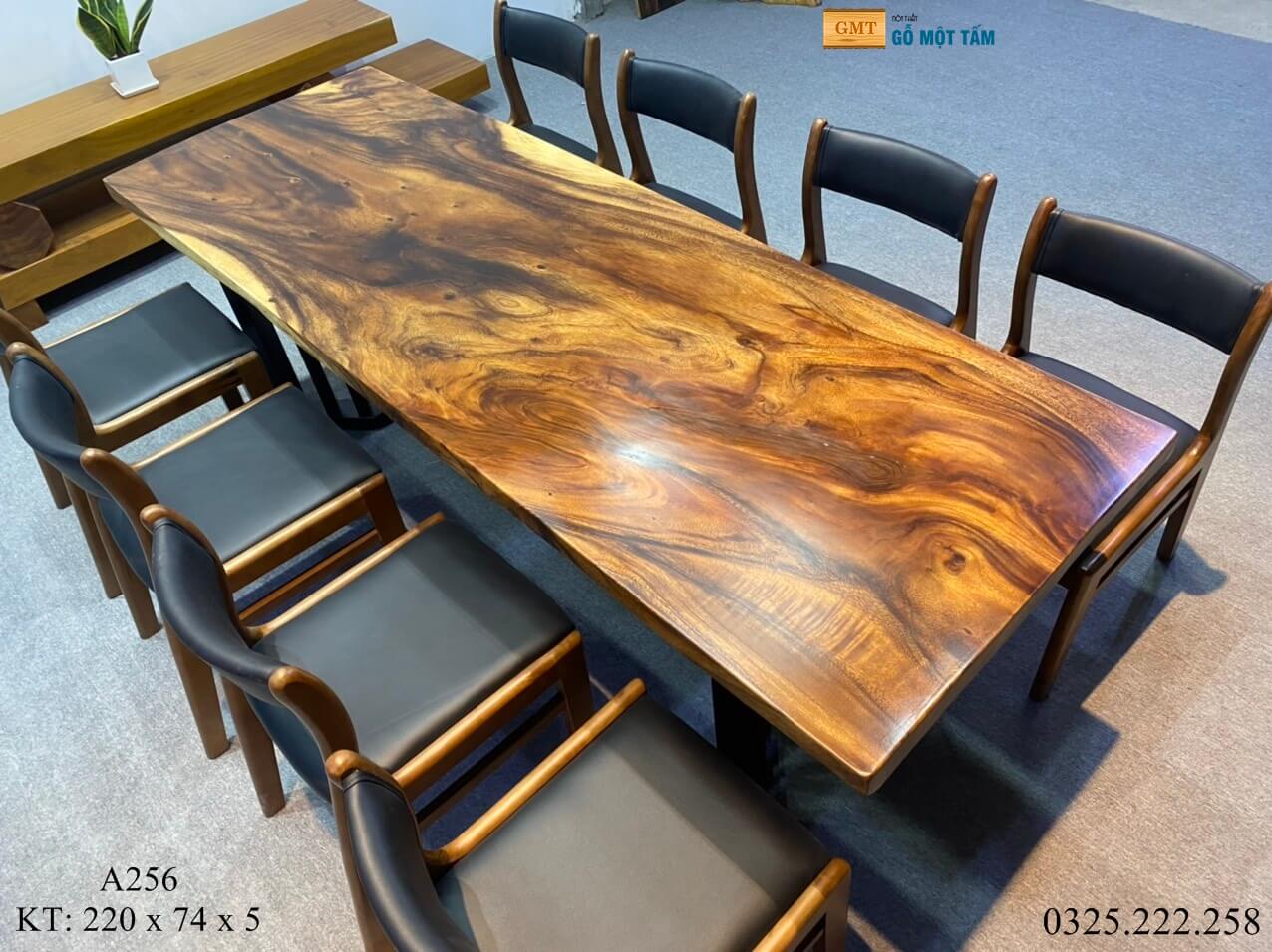 Bàn Làm Việc Gỗ Me Tây, Bàn Ăn Gỗ Me Tây, Bàn Gỗ Me Tây Nguyên Tấm Dài 2,2m Rộng 74cm Dày 5cm