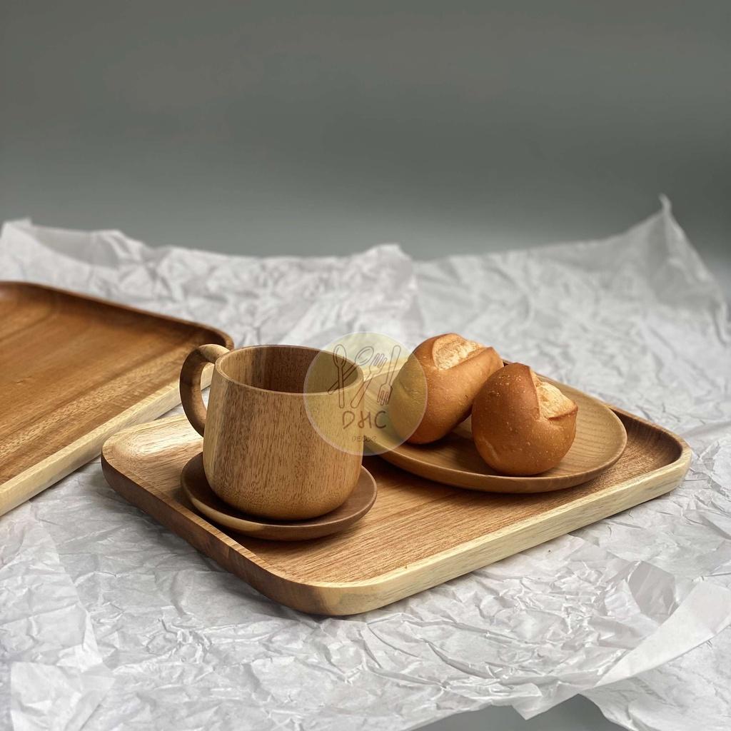 Khay gỗ Keo chữ nhật nguyên khối thủ công , đẹp mắt, sang trọng, đa dụng