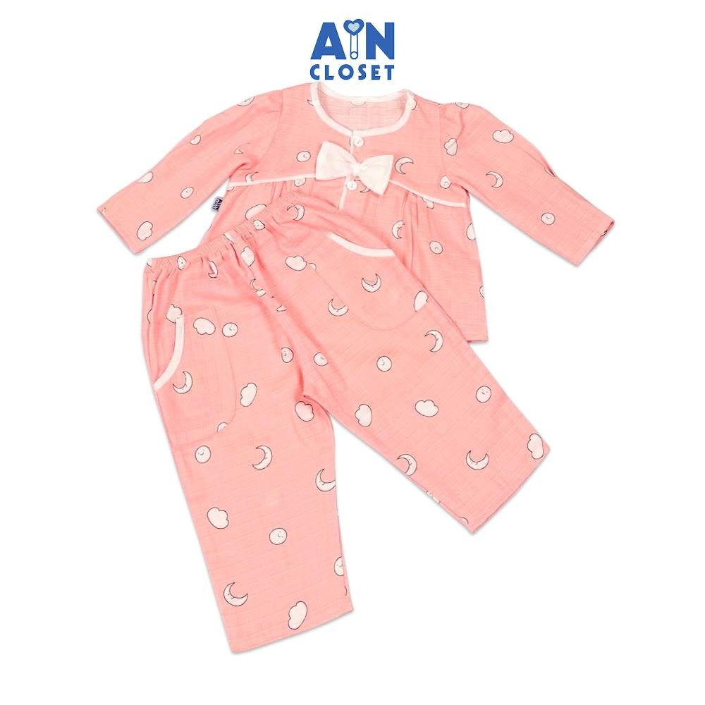 Bộ quần áo Dài bé gái họa tiết Mây Trắng nền hồng xô sợi tre - AICDBGB9GH8Y - AIN Closet
