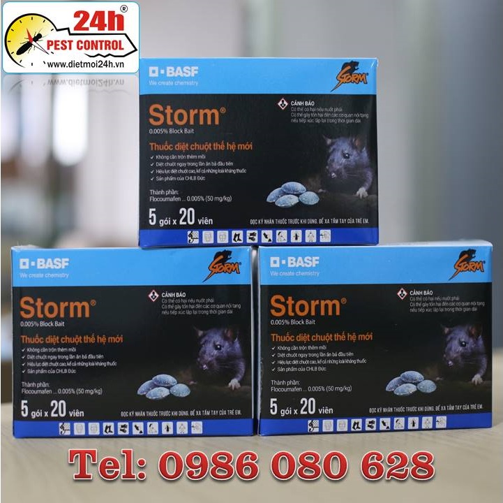 Thuốc diệt chuột Storm 0.005% (5 gói x 20 viên) (Bao bì mới)