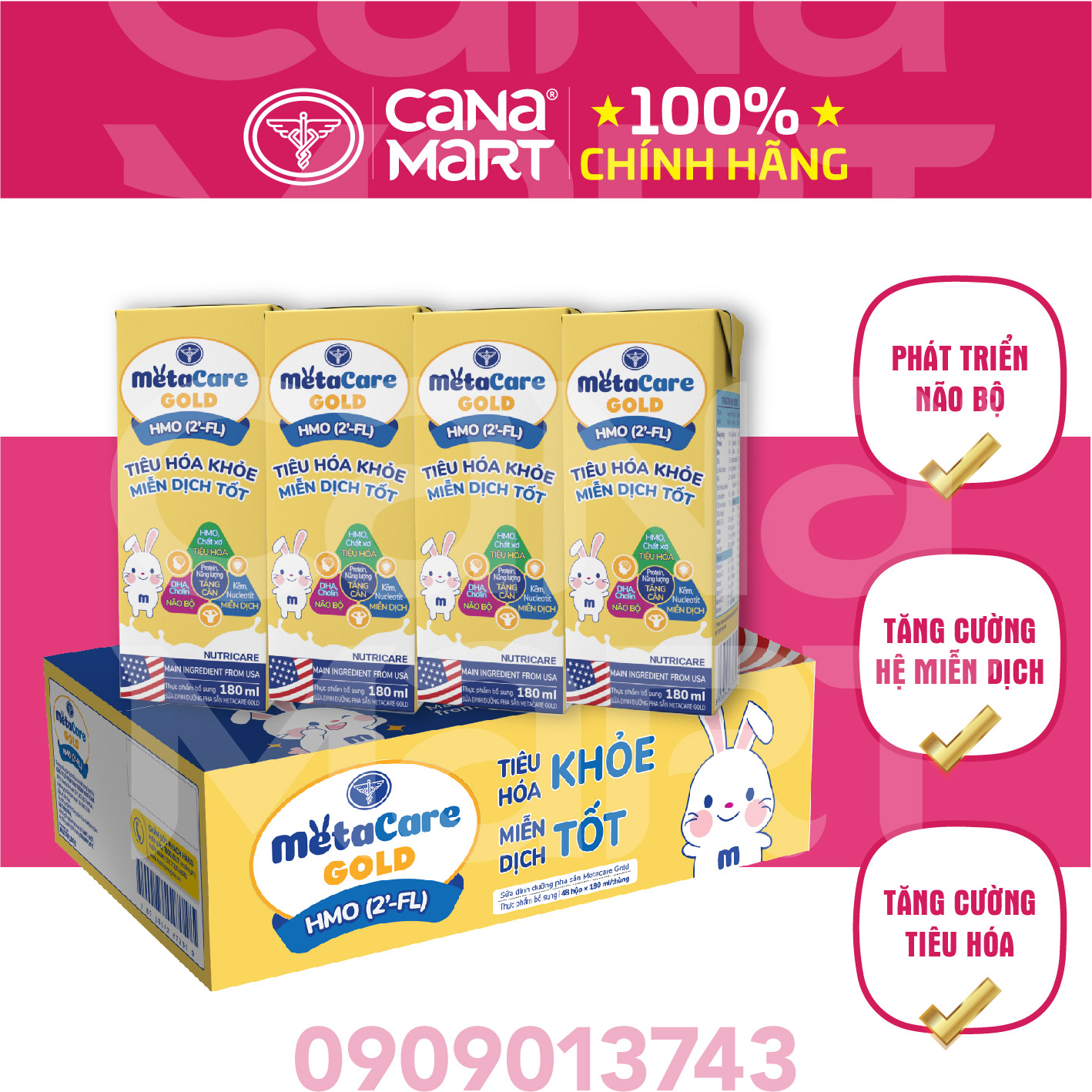 Thùng sữa nước Nutricare Metacare GOLD hỗ trợ hệ tiêu hóa và miễn dich