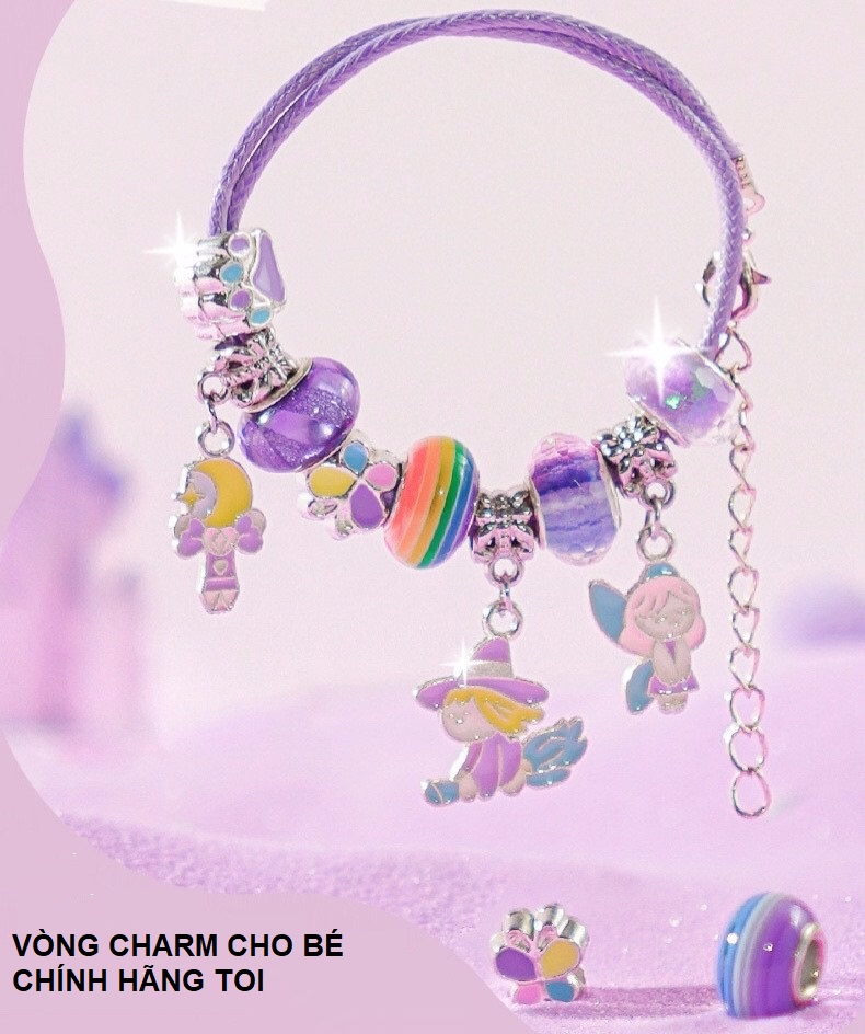 Đồ chơi vòng tay charm chính hãng TOI - Vòng tay thủ công cho bé gái DIY 3 chủ đề bé tự xỏ dây luồn hạt