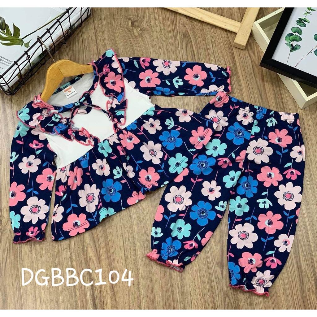 Bộ dài tay công chúa thun cotton xuất khẩu mềm đẹp cho bé gái từ 11 đến 23kg - Bộ quần áo bé gái