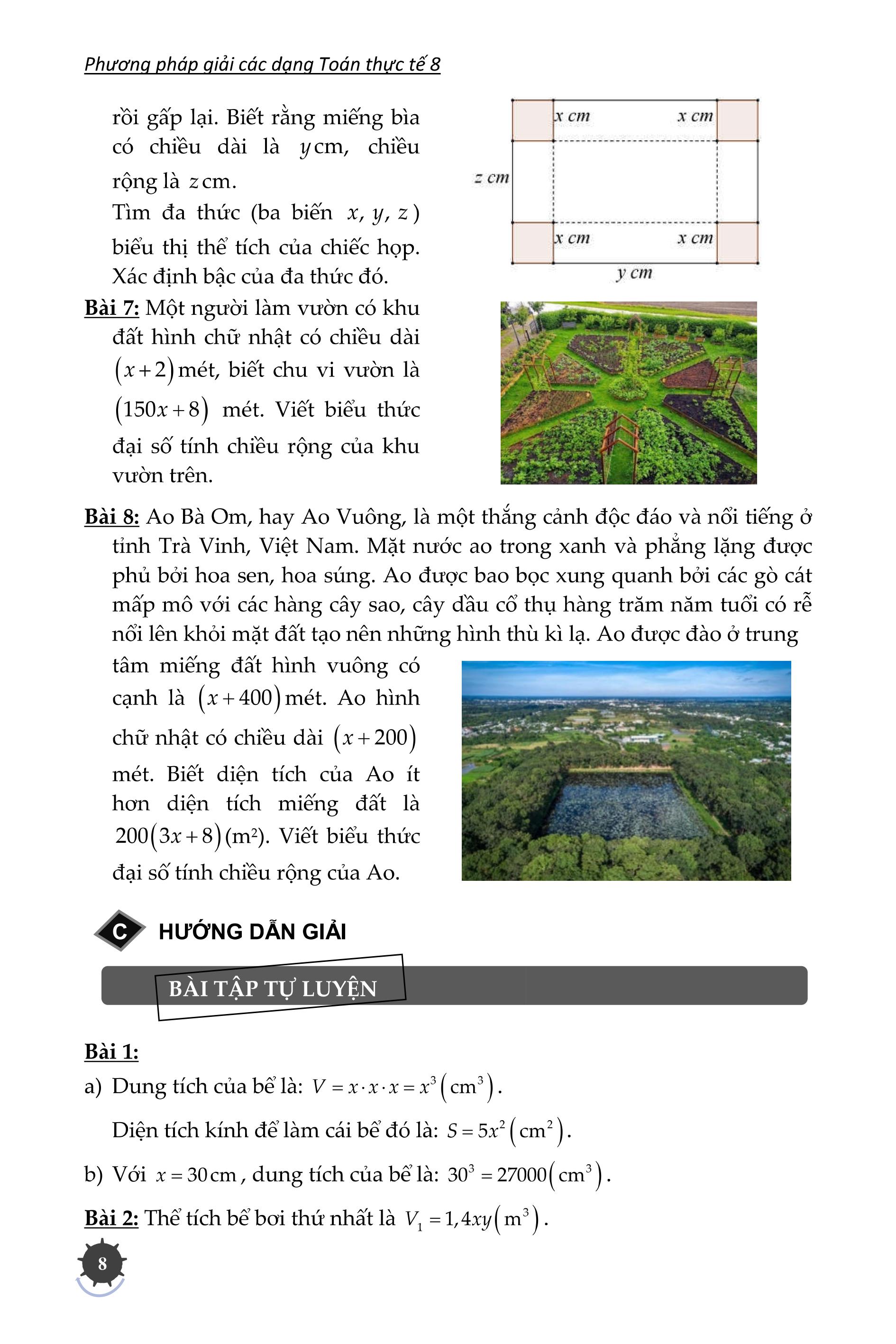 PHƯƠNG PHÁP GIẢI CÁC DẠNG TOÁN THỰC TẾ 8 (Theo chương trình mới)