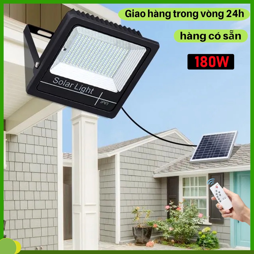 Đèn năng lượng mặt trời 60w/180w, Đèn led năng lượng ngoài trời, Chống mưa tuyệt đối, Cáp dài 5m,  Kèm theo Remote