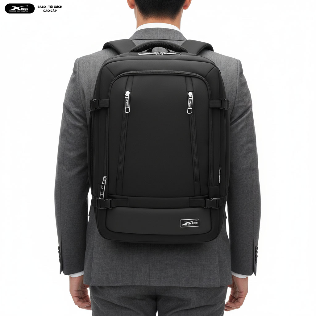Balo Du Lịch Cao Cấp Xbags Leader Pro XB2010 Màu Đen Dung Tích Lớn, Ngăn Chính Mở Gập 180 Độ, Đựng Được Laptop 17 Inch, Sang Trọng Cá Tính!