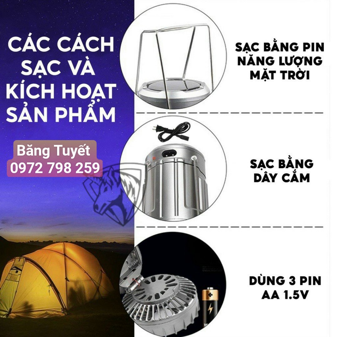 Đèn Quạt Sạc năng lượng mặt Trời 3 Trong 1 đa năng ,Tích hợp Đèn + Quạt + sạc điện thoại ( MÀU NGẪU NHIÊN)