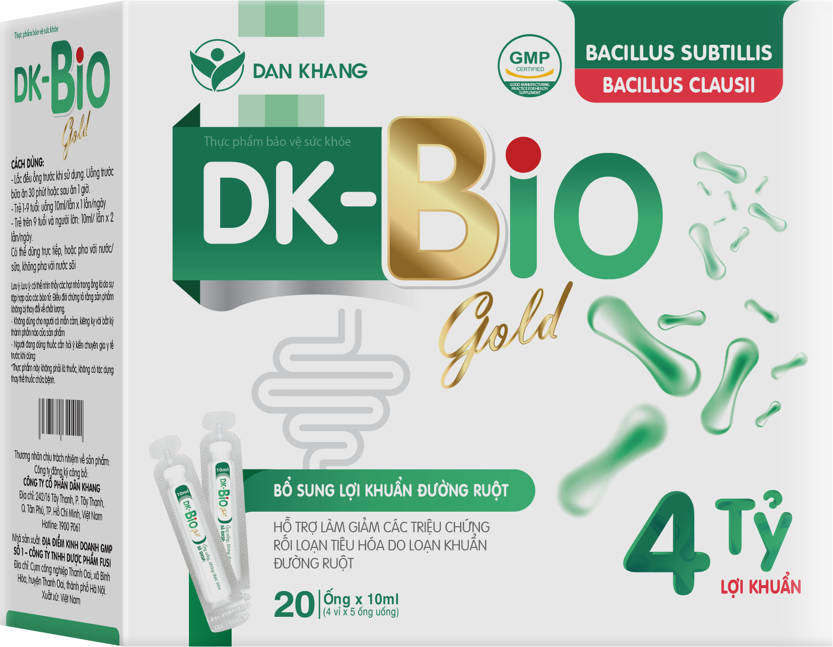 Hộp 20 Ống Uống DK BIO GOLD Hỗ Trợ Bổ Sung Lợi Khuẩn Đường Ruột