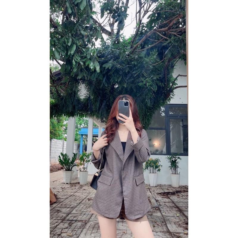 Blazer Caro Túi Nắp 3 Màu Xinh Xắn(Xả Kho Kèm Ảnh Thật 100%)