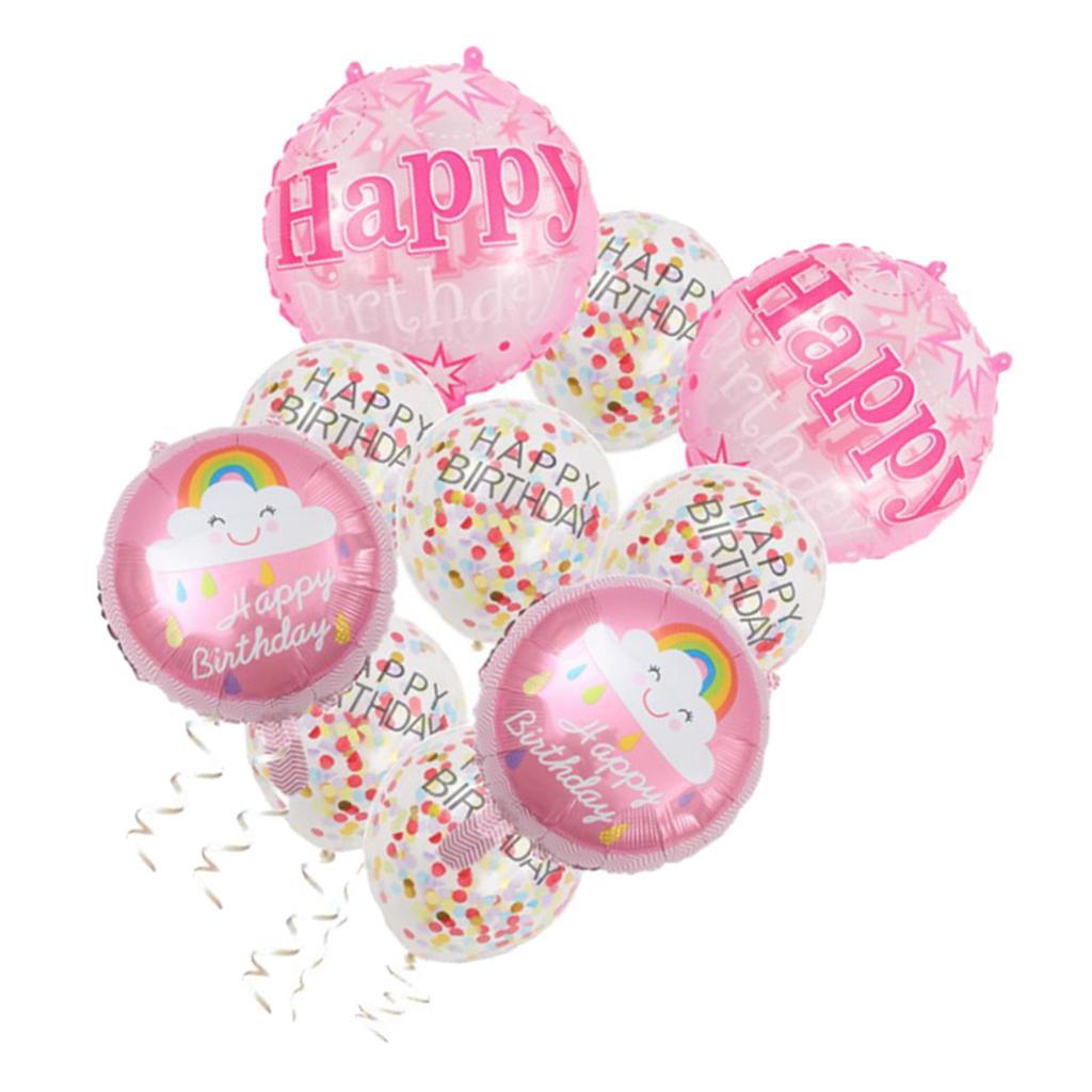 10PCS Confetti Foil Balloon Birthday Balloons Party Wedding Decor Set