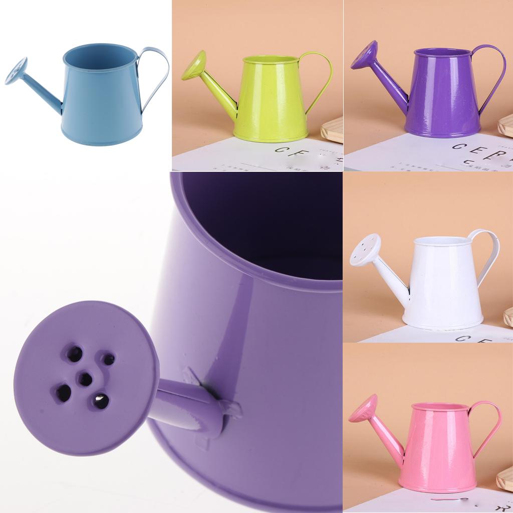 Pastoral Style Colorful Tin Flower Pot Mini Bonsai Watering Can Pot