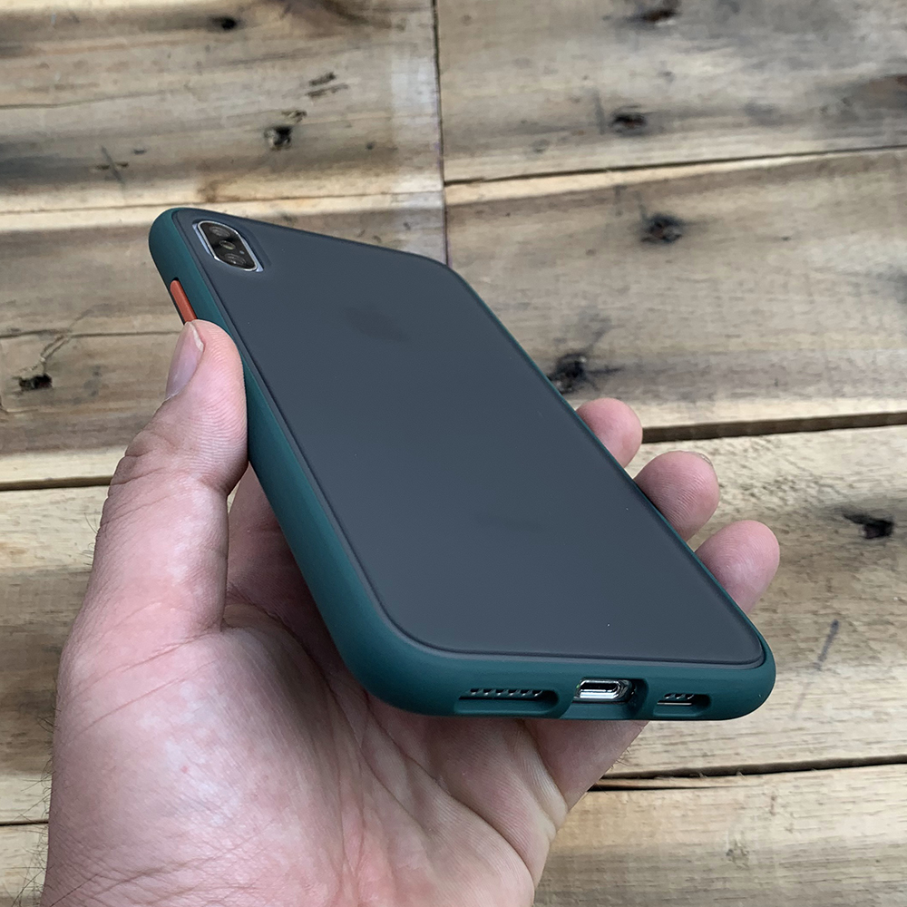 Ốp lưng chống sốc dành cho iPhone X / iPhone XS nút màu cam - Màu xanh đậm