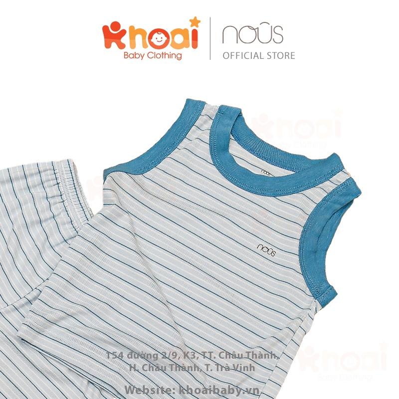 Bộ ba lỗ Nous petit kẻ xanh trắng - Chất liệu Nu Petit 95% cotton thiên nhiên