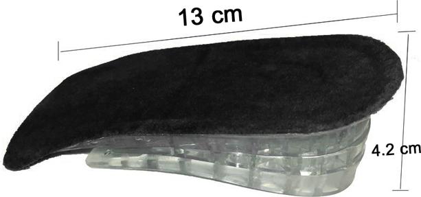 Lót giày tăng chiều cao gel Nửa bàn 3 lớp (4.2 cm) (Màu Đen)