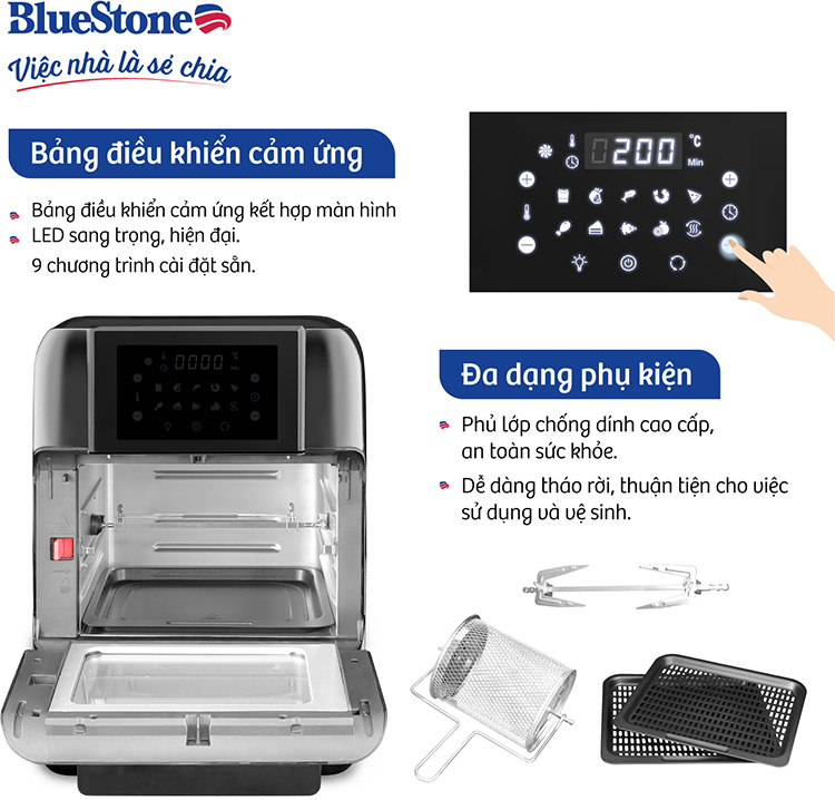 Nồi Chiên Không Dầu Điện Tử BlueStone AFB-5888 (10 Lít) - Hàng Chính Hãng