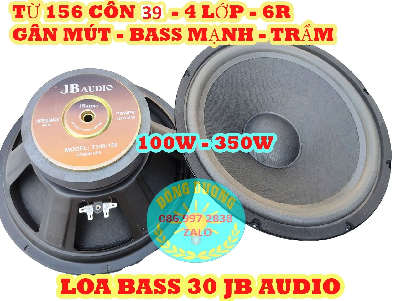 LOA BASS 30 JB AUDIO GÂN MÚT TỪ 156 CÔN 39 - 4 LỚP DÂY - KHUNG KIM LOẠI