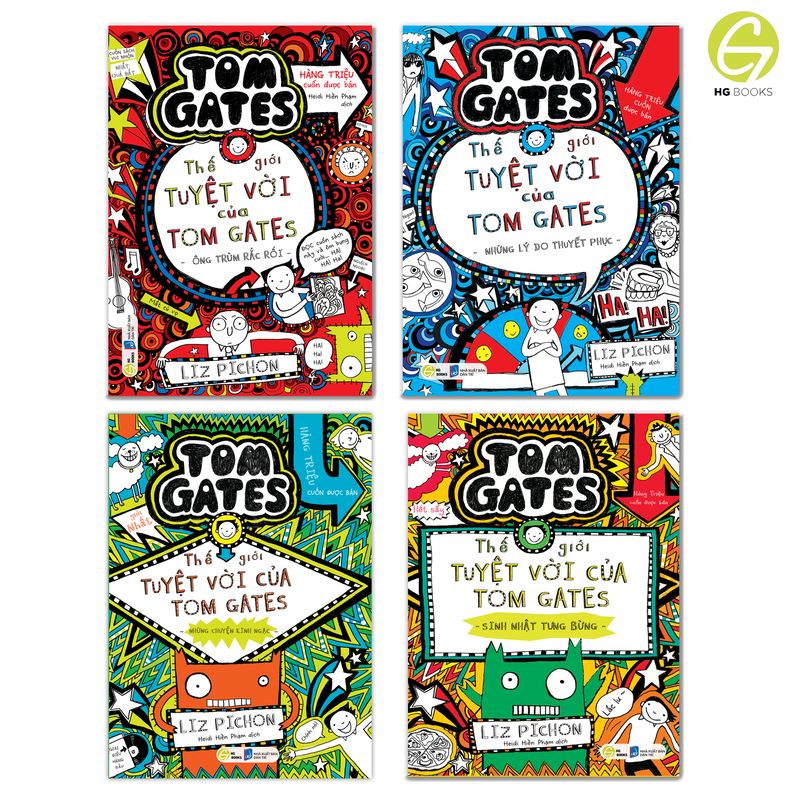 Combo 4 cuốn Tom Gates bản tiếng Việt và Song ngữ Việt-Anh - The Brilliant World of Tom Gates series, Liz Pichon