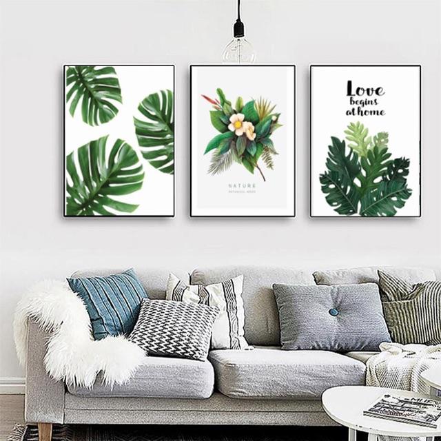 Tranh treo tường Tranh CANVAS bộ 3 hoa lá kích thước 40*50