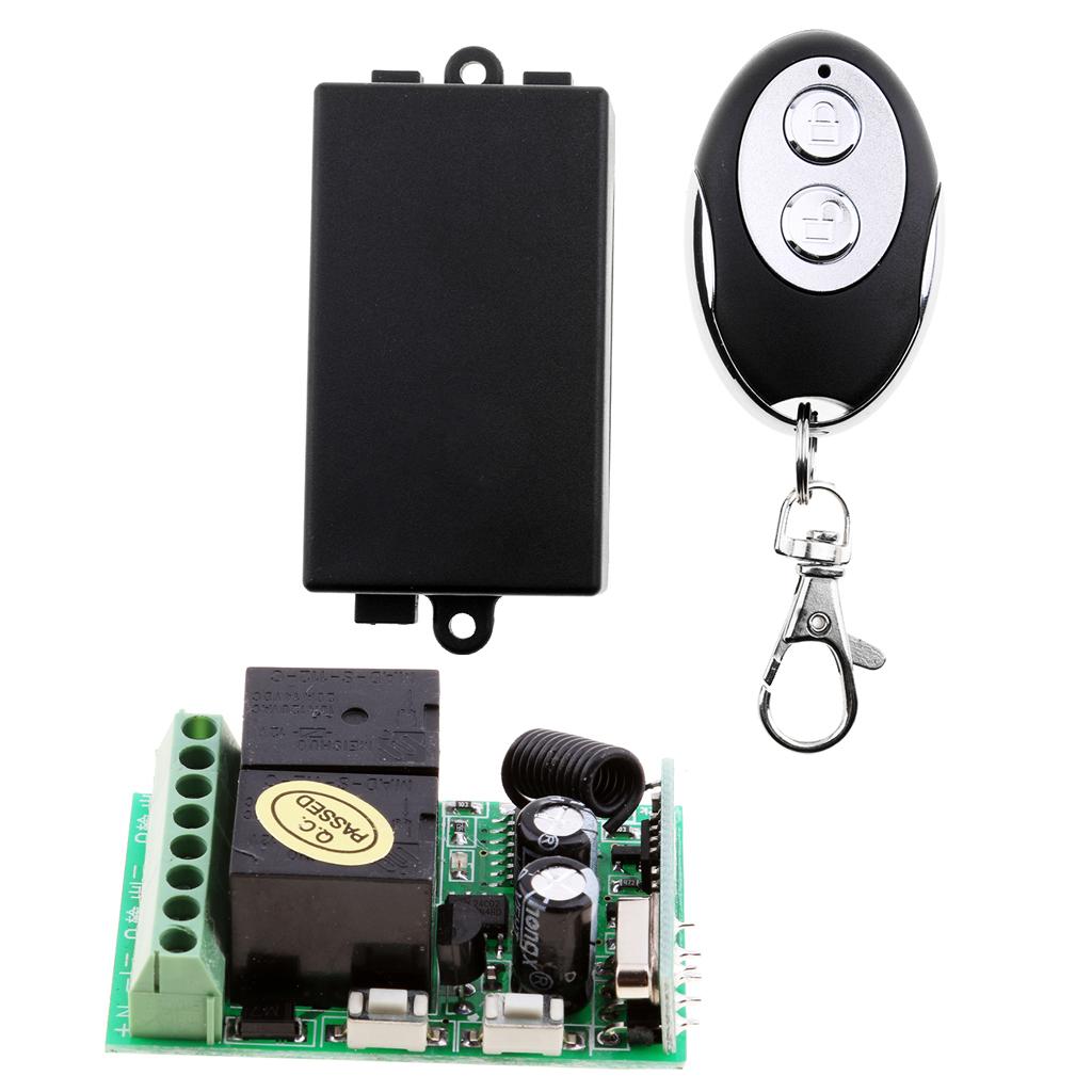 2 Channel RF Wireless Remote Control System DC12V 10A Relay Receiver Module for Garage Door Openers, Cars, LED Light