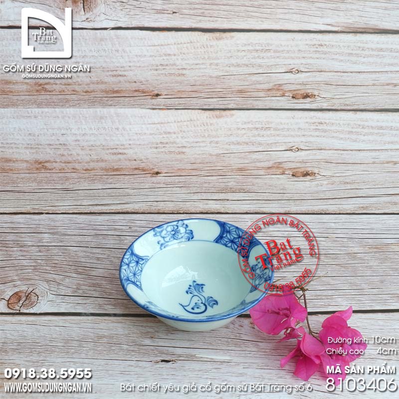 Bát chiết yêu Bát Tràng giả cổ đường kính 10cm gốm sứ cao cấp