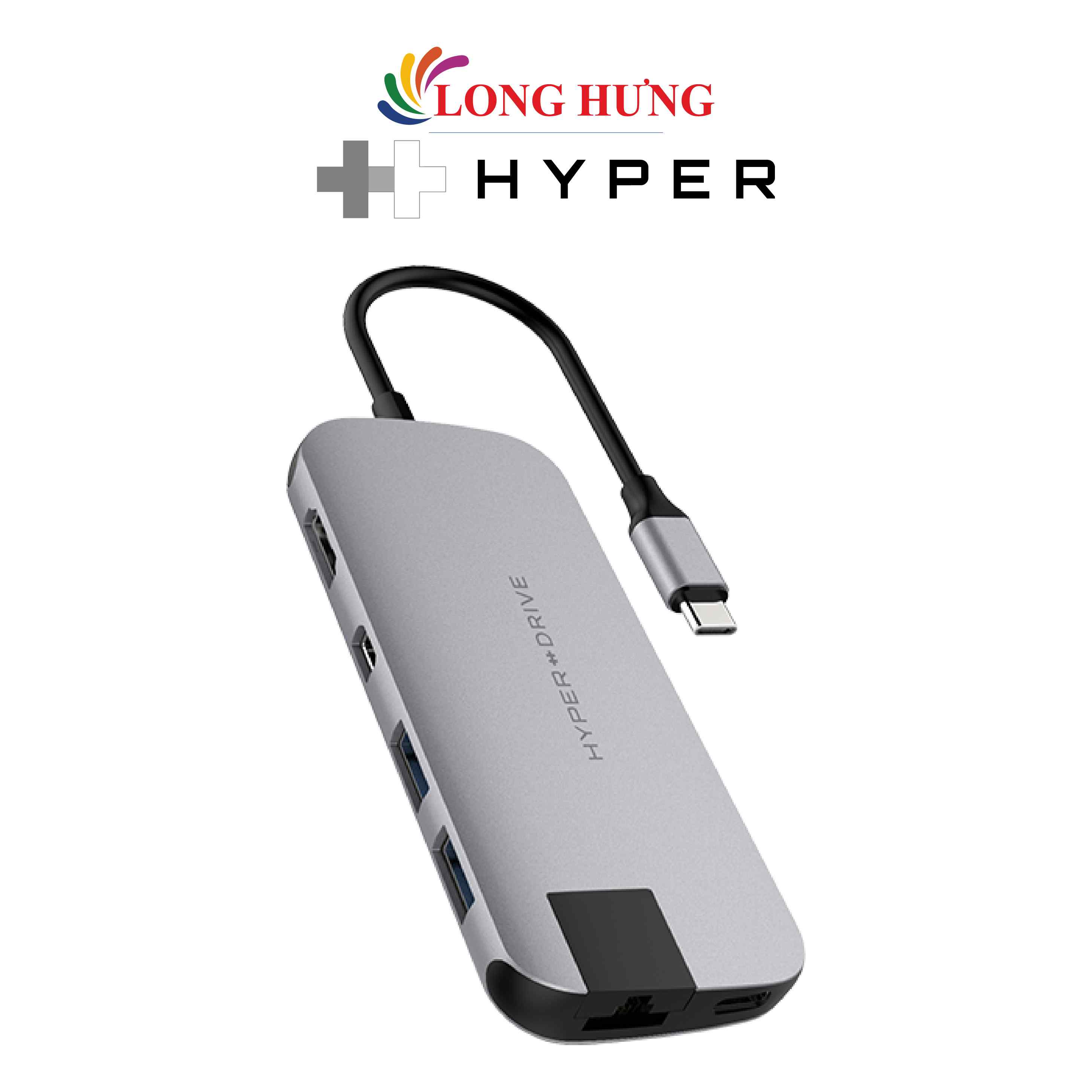 Cổng chuyển đổi HyperDrive Slim 8-in-1 USB-C Hub HD247B - Hàng chính hãng