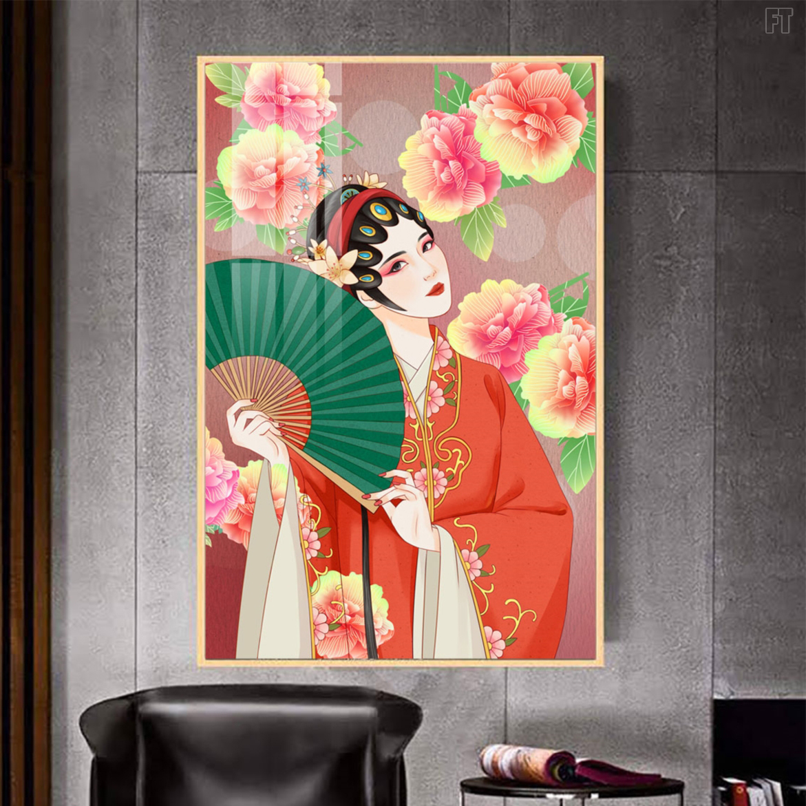 Tranh In Vải Canvas Khung Composite - Tranh Đơn Cô Gái Trung Hoa Xinh Đẹp