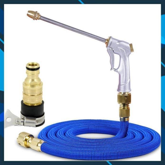 Vòi tưới cây rửa xe️️ Bộ dây và vòi xịt tăng áp lực nước rửa xe tưới cây loại 5m 206733