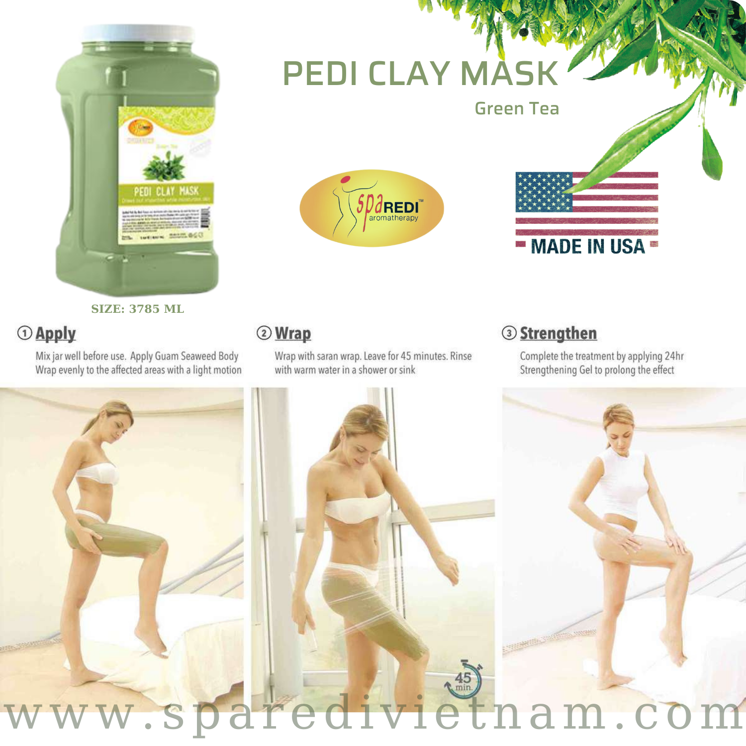 Măt nạ đất sét Pedi Clay Mask mùi Trà Xanh 3785 ml