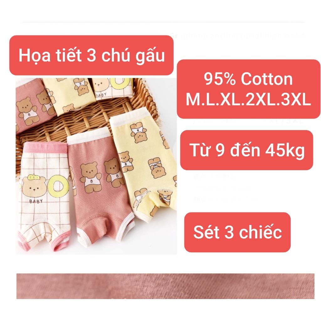 Chip đùi bé gái combo 3 quần lót cotton trẻ em từ 9-45kg