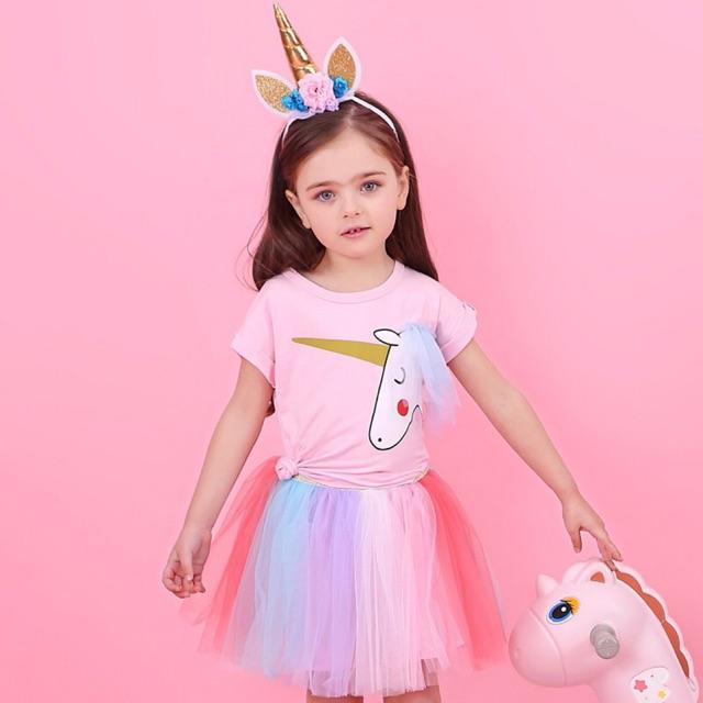 SET VÁY ÁO CÔNG CHÚA NGỰA UNICORN BÉ GÁI