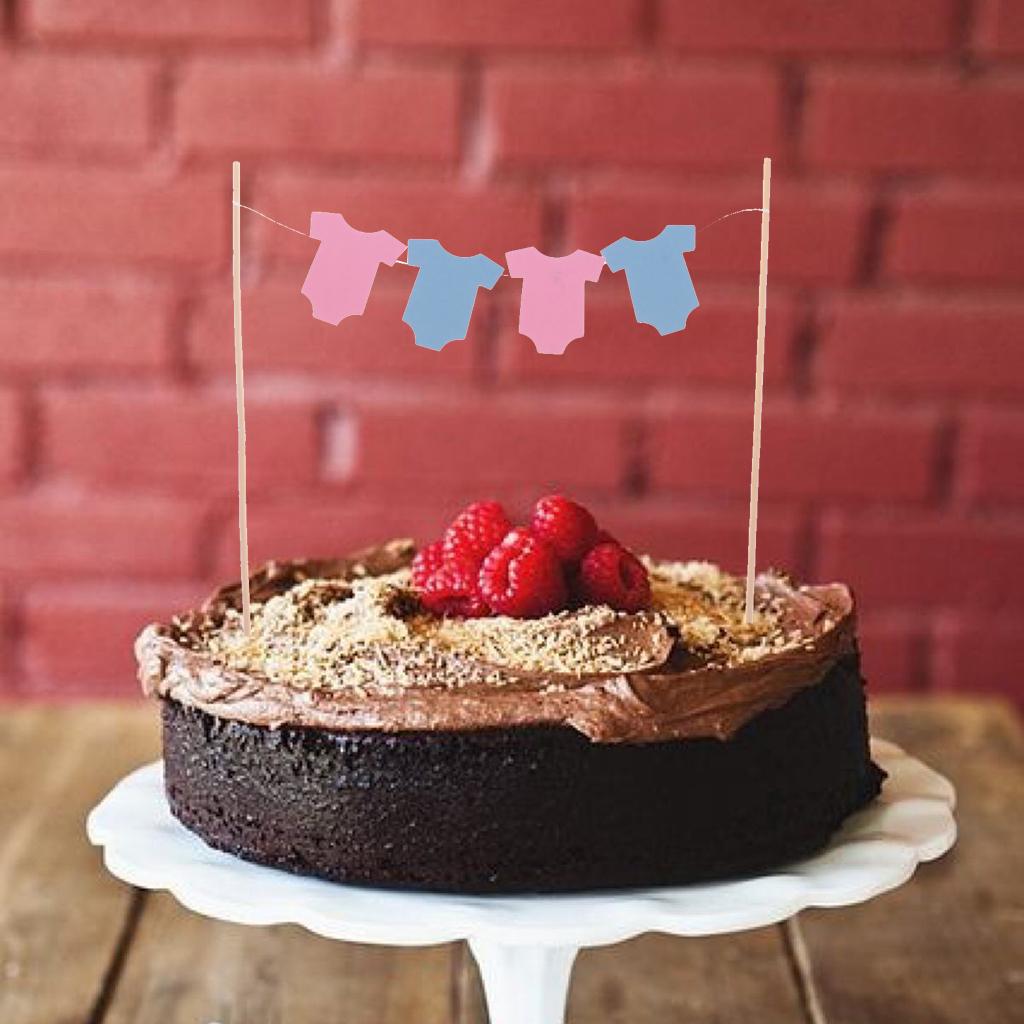 Cute Baby Clothes Cake Topper Banner Baby Shower Birthday Party Decor