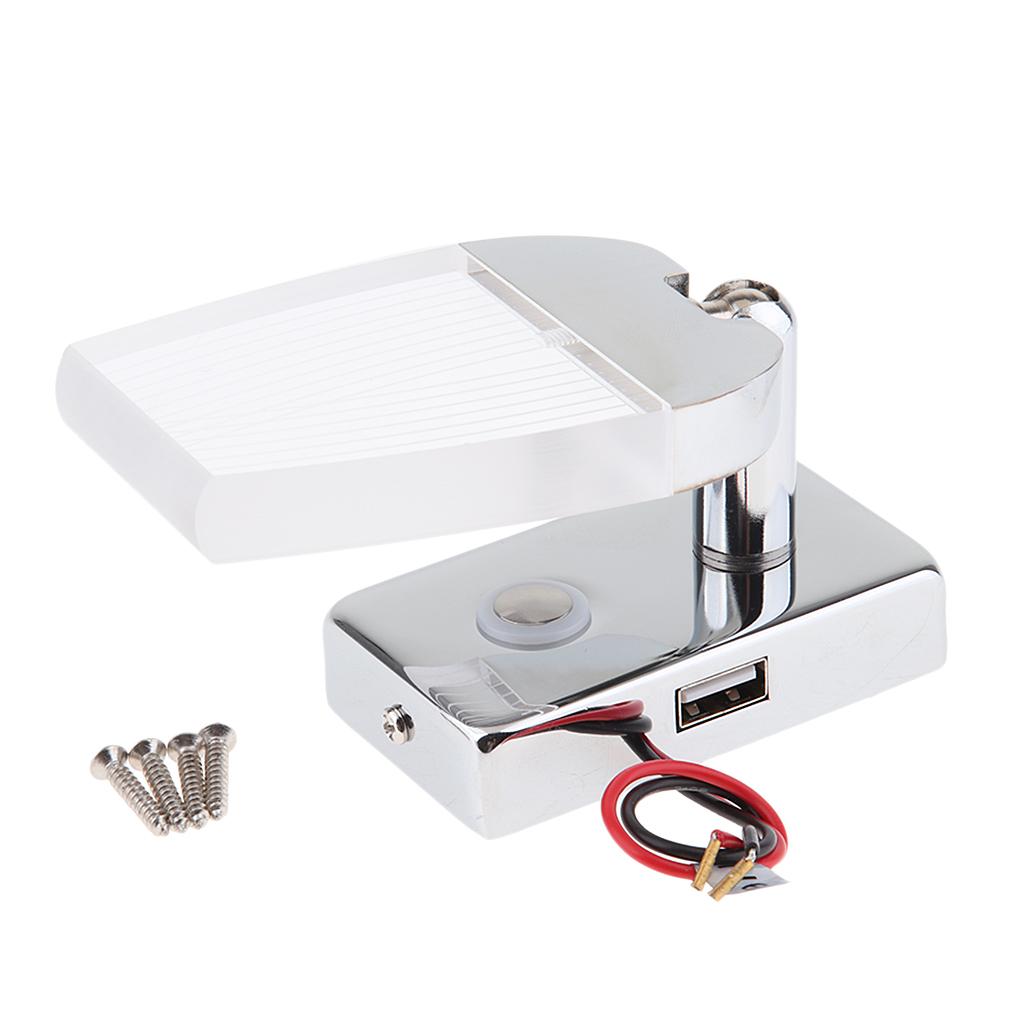 LED Reading Light Touch Control Dimmable Marine Boat RV USB Port Adjustable