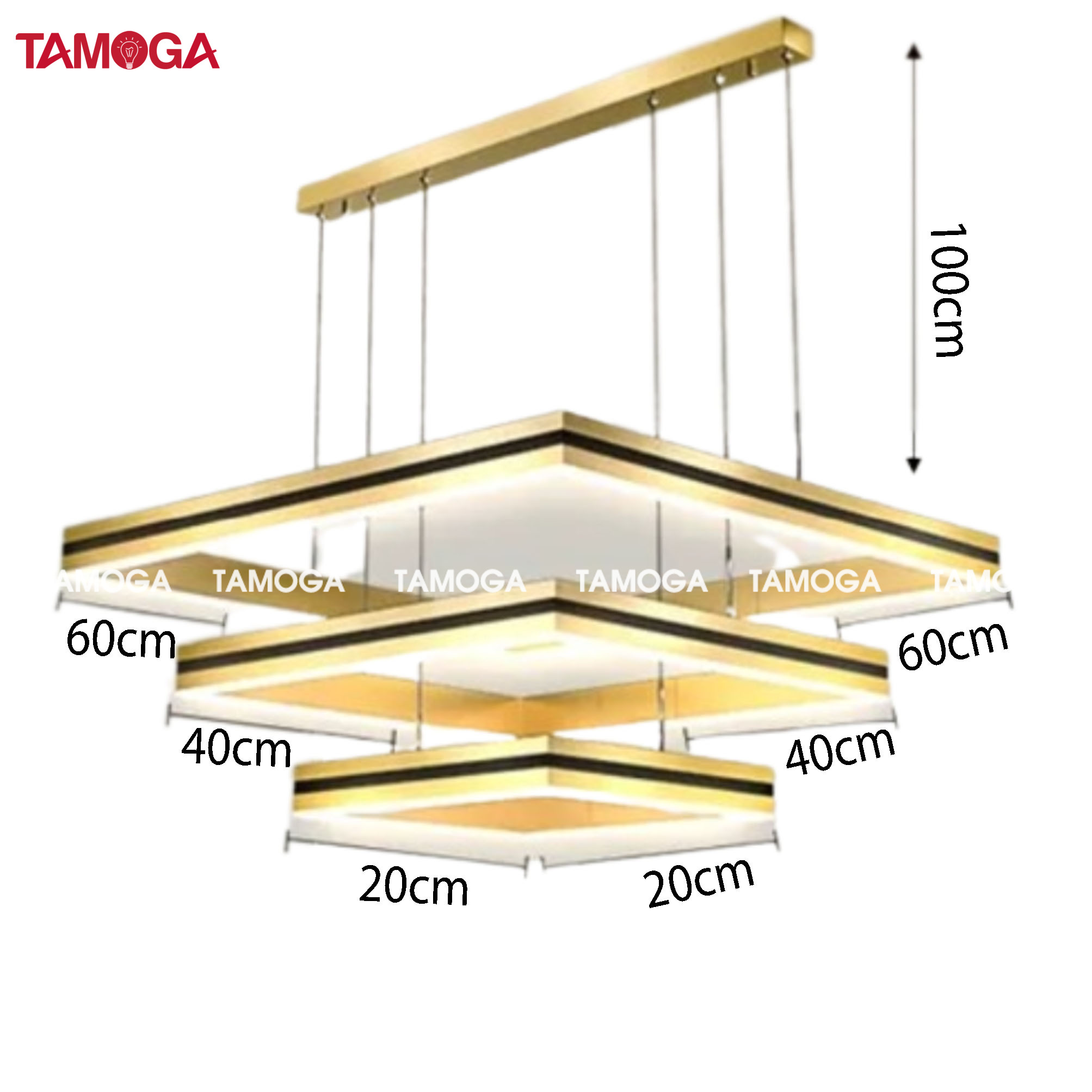 Đèn treo trần trang trí phòng khách 3 vòng TAMOGA DENTYS 212