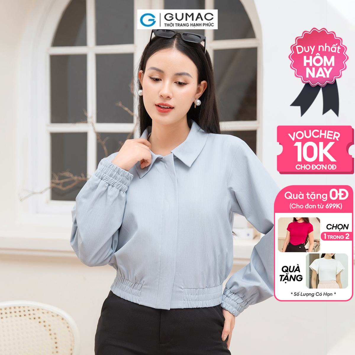 Áo khoác phối dây kéo thời trang GUMAC AD10026