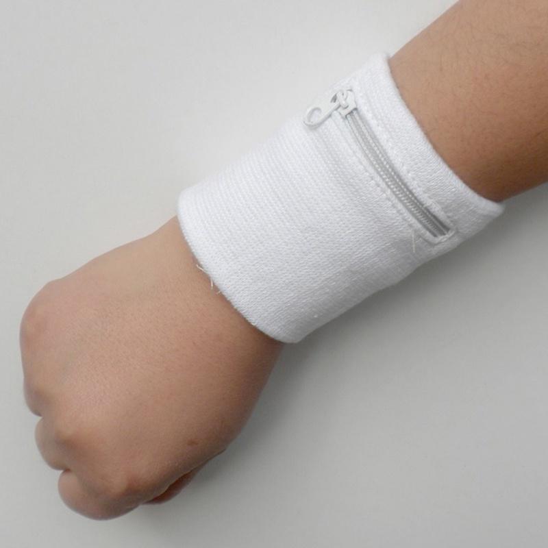 Zipper Pocket Sport Wristband Wrist Bracer Wrap Straps Bandage Gym Running Cycling Cotton Wristbands Support Wallets Key Bag