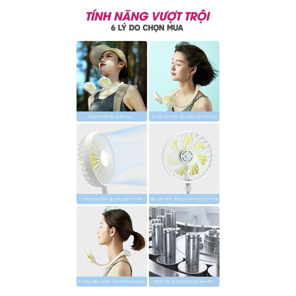 Quạt mini đeo cổ Jisulife FA11_Tích hợp đèn chiếu sáng, hoạt động yên tĩnh, biên độ thổi rộng, sư dụng lâu_BH 12 tháng