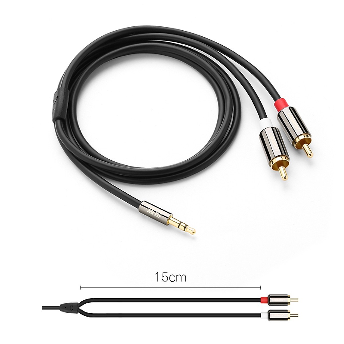 Dây Loa Audio 1 đầu 3,5 mm ra 2 đầu hoa sen (RCA) dài 2m UGREEN - Hàng Chính Hãng