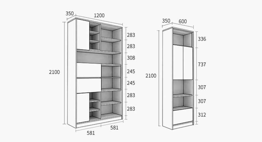 Kệ Sách Cửa Mở Thông Minh Tiện Lợi, Tủ Sách Gỗ Công Nghiệp Nhiều Ngăn Cao Cấp KS-66