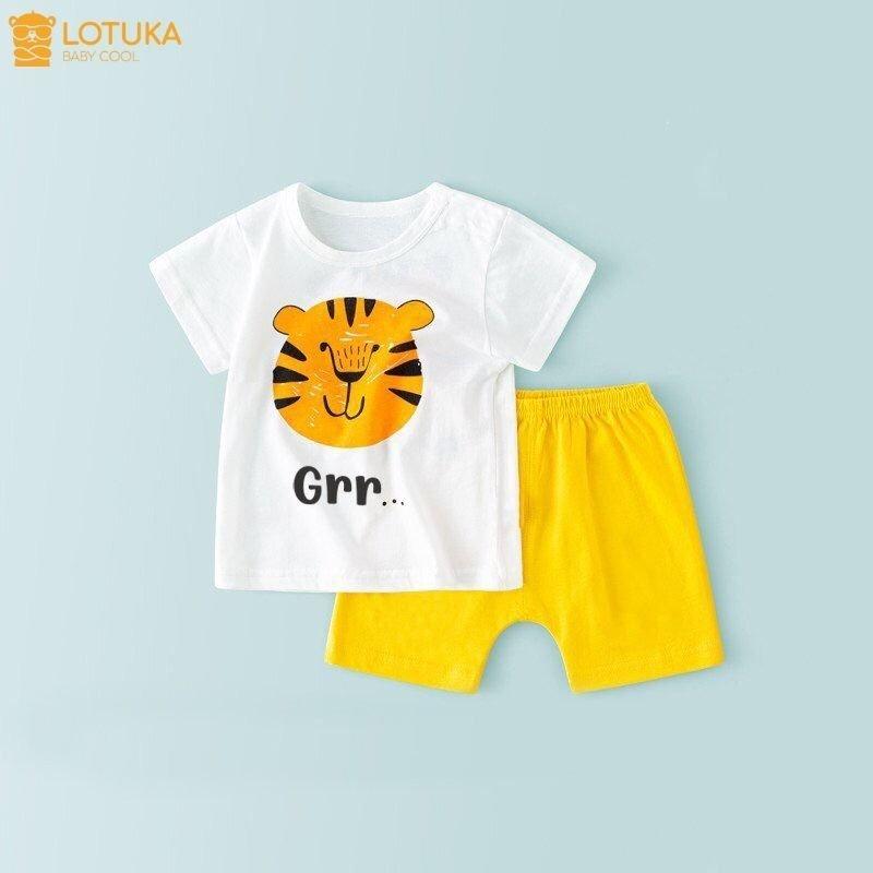 Đồ bộ Bé Trai, Bé Gái LOTUKA dễ thương, Bộ cộc tay cho bé mặc nhà, Bộ quần áo trẻ em mùa hè 4-18kg