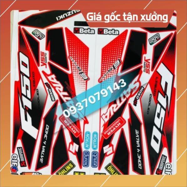 Tem rời satria FI 150 dán xe đỏ 3 lớp ko bay màu