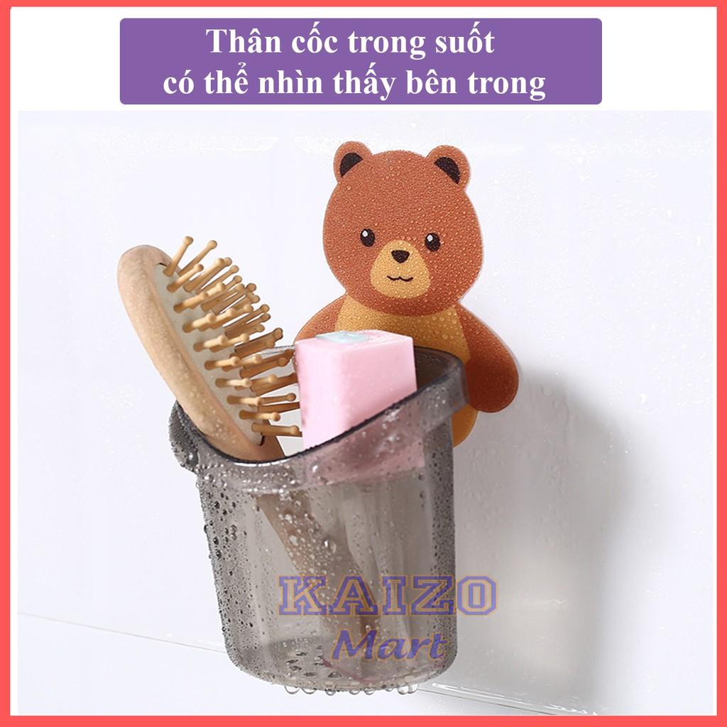 Cốc đựng bàn chải kem đánh răng gắn tường hình gấu nâu