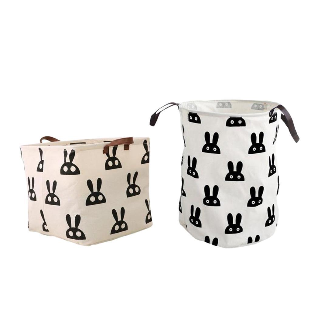 2pcs Waterproof Storage Basket Makeup Storage Box Laundry Hamper-Rabbit