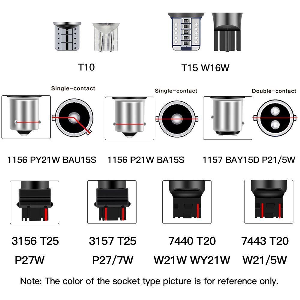 1 Đèn LED Tín Hiệu Xi Nhan T10 W5W T15 W16W T20 7440 7443 1156 1157 Py21W P21W Ba15S Bau15S