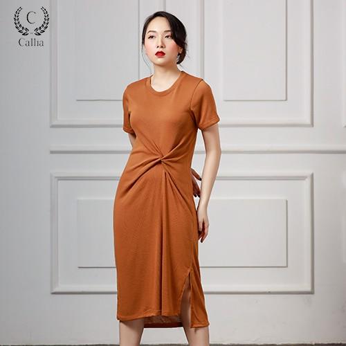 Đầm suông dài nữ Callia cổ tròn tay ngắn Knoti