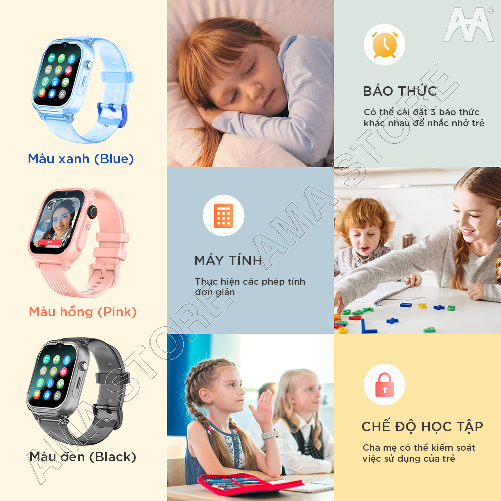 Đồng hồ Thông Minh Định vị Trẻ em SmartWatch AMA K26 Lắp sim Gọi Video có thể Tháo rời Tiện lợi Hàng nhập khẩu