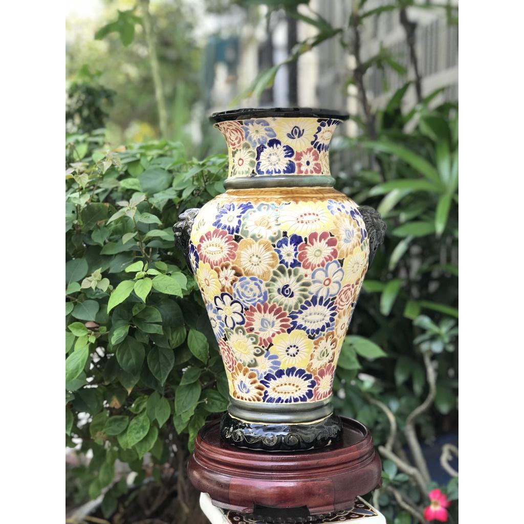 BÌNH BÁCH HOA,RỒNG,PHỤNG THON 40CM GỐM NAM BỘ DECOR TRANG TRÍ, CẤM HOA